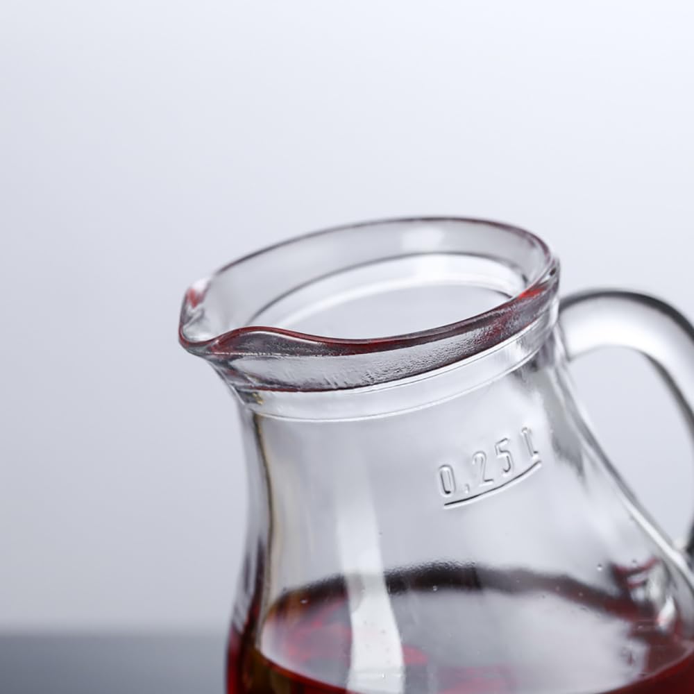 2 Pcs Classic Glass Creamer Pitcher With Handle 8.5 Oz Dgq Elegant Small Glass Pitcher Milk Pourer Glass Tea Pitcher Coffee Milk