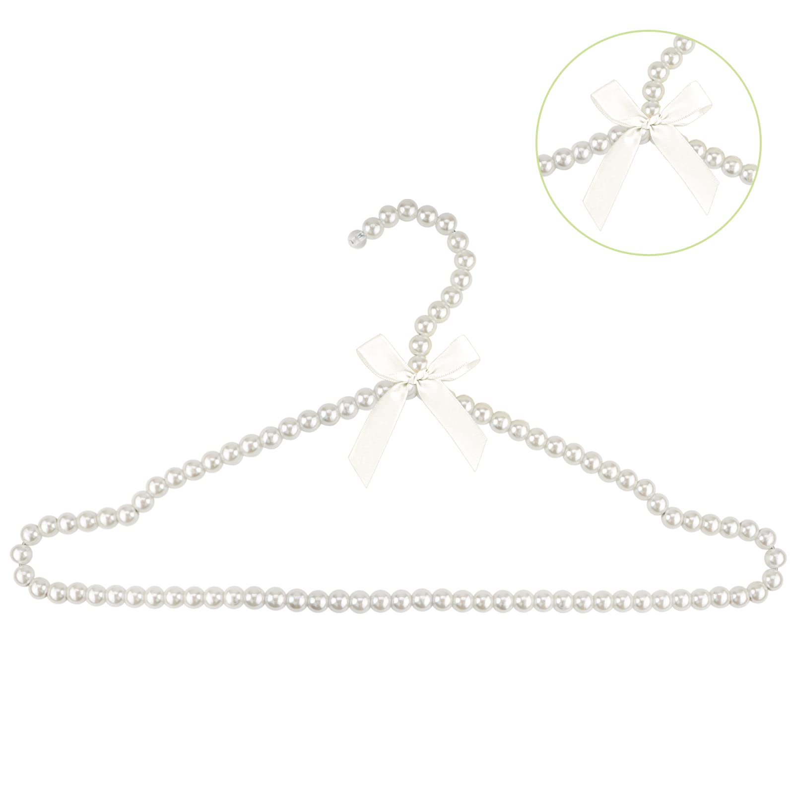 Adorila 5 Pack Pearl Clothes Hangers, Elegant Bridesmaid Hangers, Closet Coat Storage Organizer Bowknot Standard Wedding Hangers