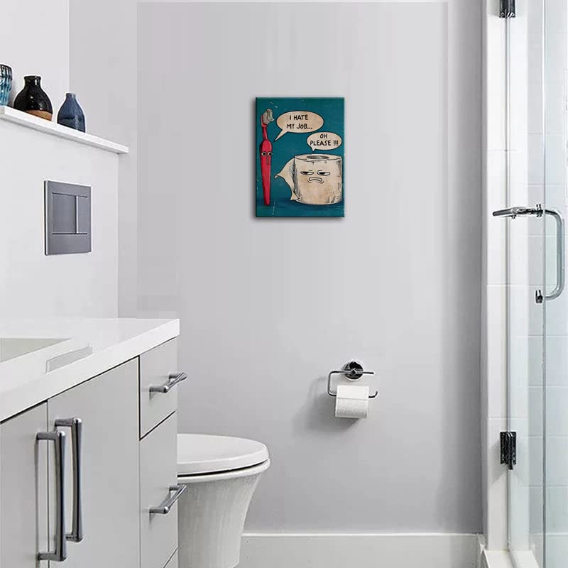 Funny Bathroom Wall Art Toilet Pictures Wall Decor I Hate My Jobs Toothbrush And Toilet Paper Humor Modern Restroom Wall Art Can