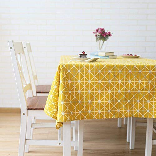 Meioro Tablecloth Cover Cotton Linen Rectangle Table Cloth,Washable Wrinkle Free Simple Style Tablecloths For Kitchen Holiday Di