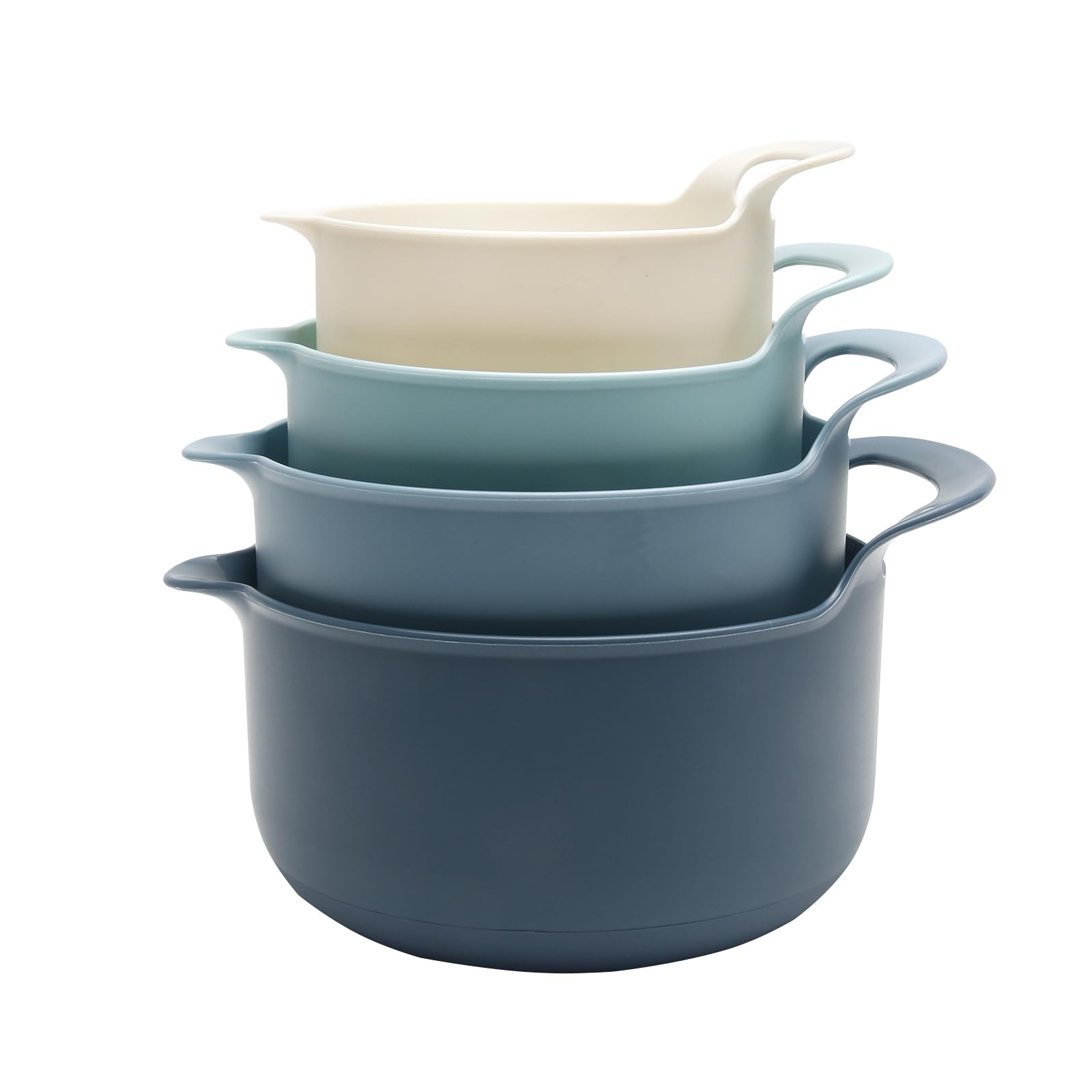 COOK WITH COLOR Nesting Plastic Mixing Bowl Set with Pour Spouts and Handles, Blue, 4 Piece