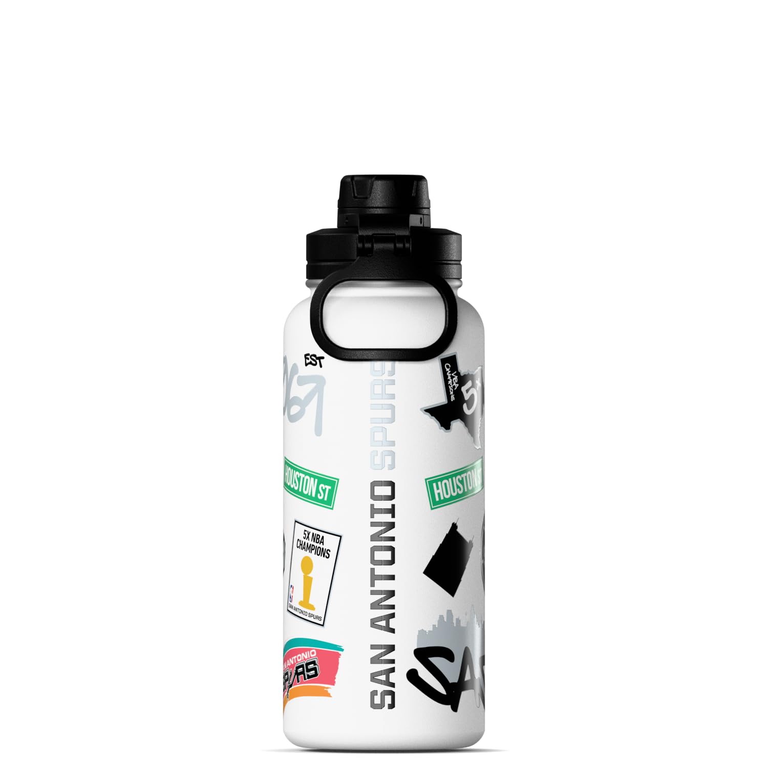 Hydrapeak x NBA Officially Licensed San Antonio Spurs 32 oz Active Water Bottle with Chug Lid Reusable Stainless Steel Double Wa