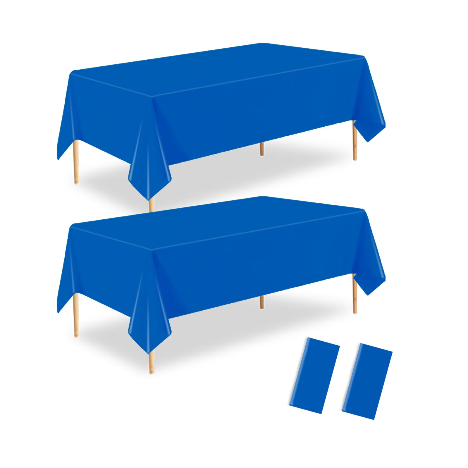 ZHIAXTON Royal Blue Plastic Tablecloth 2 Pack,54 X 108 Inch Disposable Rectangle Table Cover for Birthday,Graduation Party,Weddi