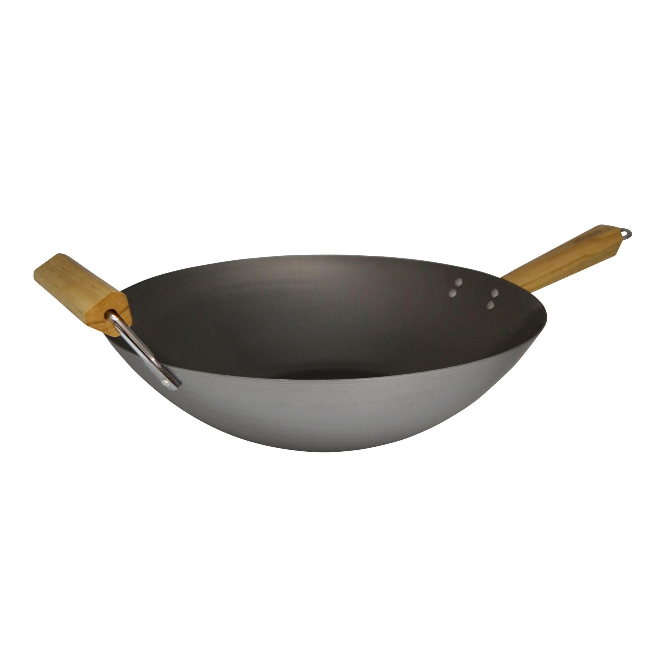 Imusa 14in Carbon Steel Wok with Wood Handles