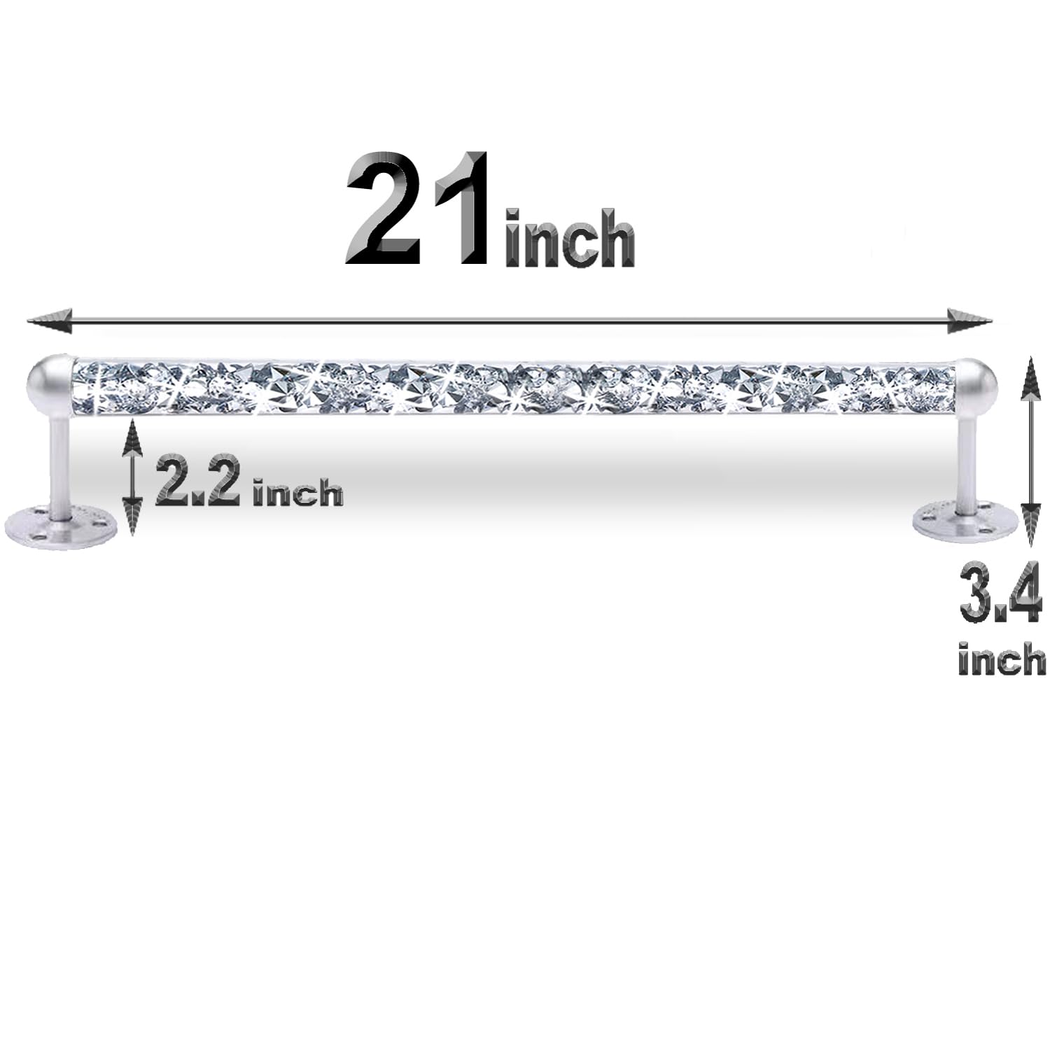 Meetart Crushed Diamond Glass Towel Bar For Bathroom,Set Of 2 Towel Rods Wall-Mounted ,Towel Racks For Bath Towels,Hand Towels(2