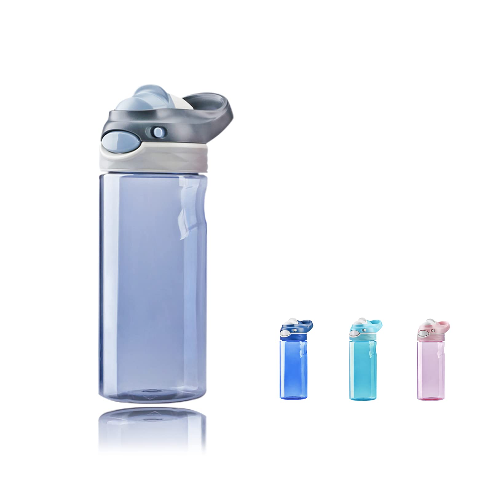 Dearart 16Oz Grey Water Bottle Without Straw, Small Water Bottles Bpa Free Leakproof, Wide Mouth Bottle Has Handle Easy Carried,
