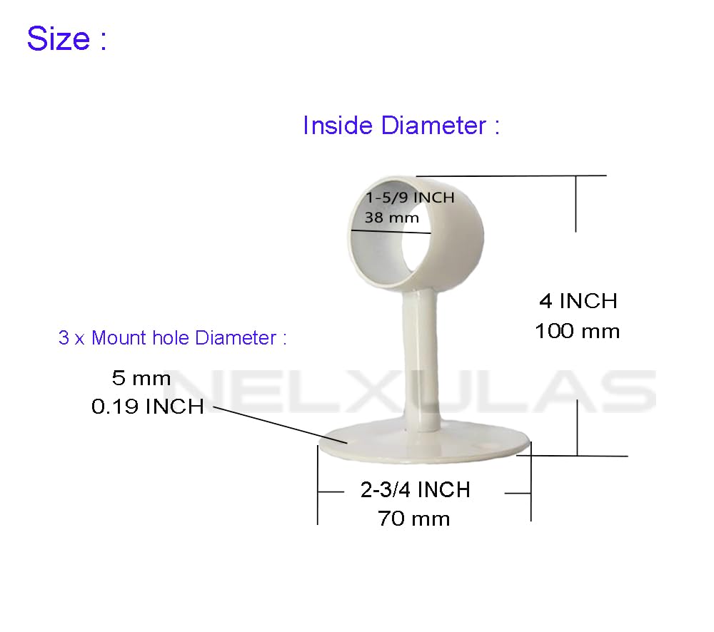 Nelxulas Stainless Steel Heavy Duty Closet Rod,Curtain Rod End Supports Socket, Flange Rod Holder Closet Pole With Matching Scre