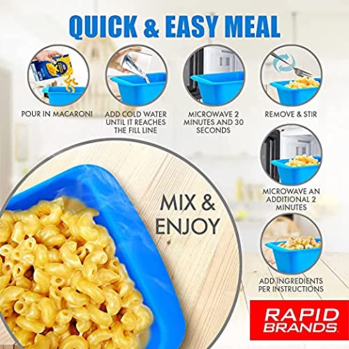 Rapid Mac Cooker - Microwave Mac & Cheese in 5 Minutes, Dishwasher Safe, BPA-Free, 2-Pack, Blue