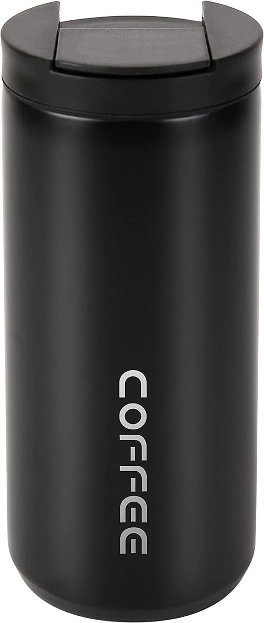 Labros Travel Coffee Mug, Stainless Steel, Insulated Tumbler with Lid, Black and White