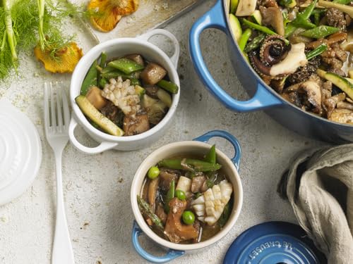 Le Creuset Stoneware Set Of 4 Mini Cocottes With Cookbook, 8 Oz. Each, Caribbean