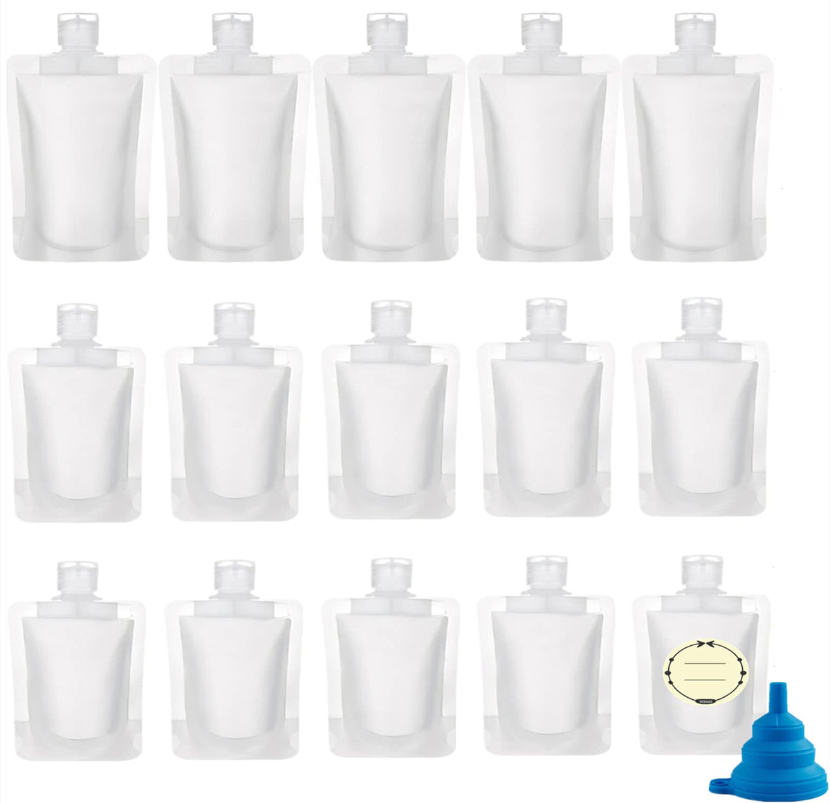 Tuzazo 15Pcs Travel Size Refillable Empty Squeeze Pouch Tsa Approved For Toiletry, Lotion, Shampoo And Conditioner Squeezable Ba