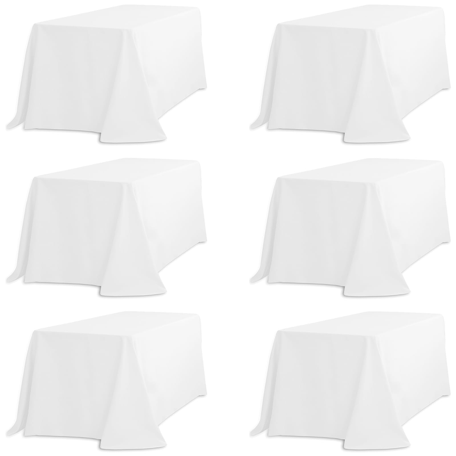 Tc Tanu Collections Rectangle Tablecloth - 90 X 132 Inch - White Rectangular Table Cloth For 6 Foot Table In Washable Polyester