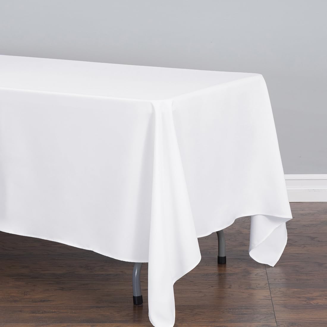 Ltc Linens 2 Pack White Rectangular Tablecloths 70 X 120 Inch For 6 Or 8 Feet Rectangle Banquet Tables With Half-Drop - Stain An