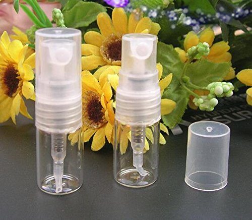 Elfenstall- 20Pcs Mini Clear 2Ml 5/8 Dram Fine Mist Atomizer Vial Glass Bottle Spray Refillable Perfume Empty Sample Bottle With