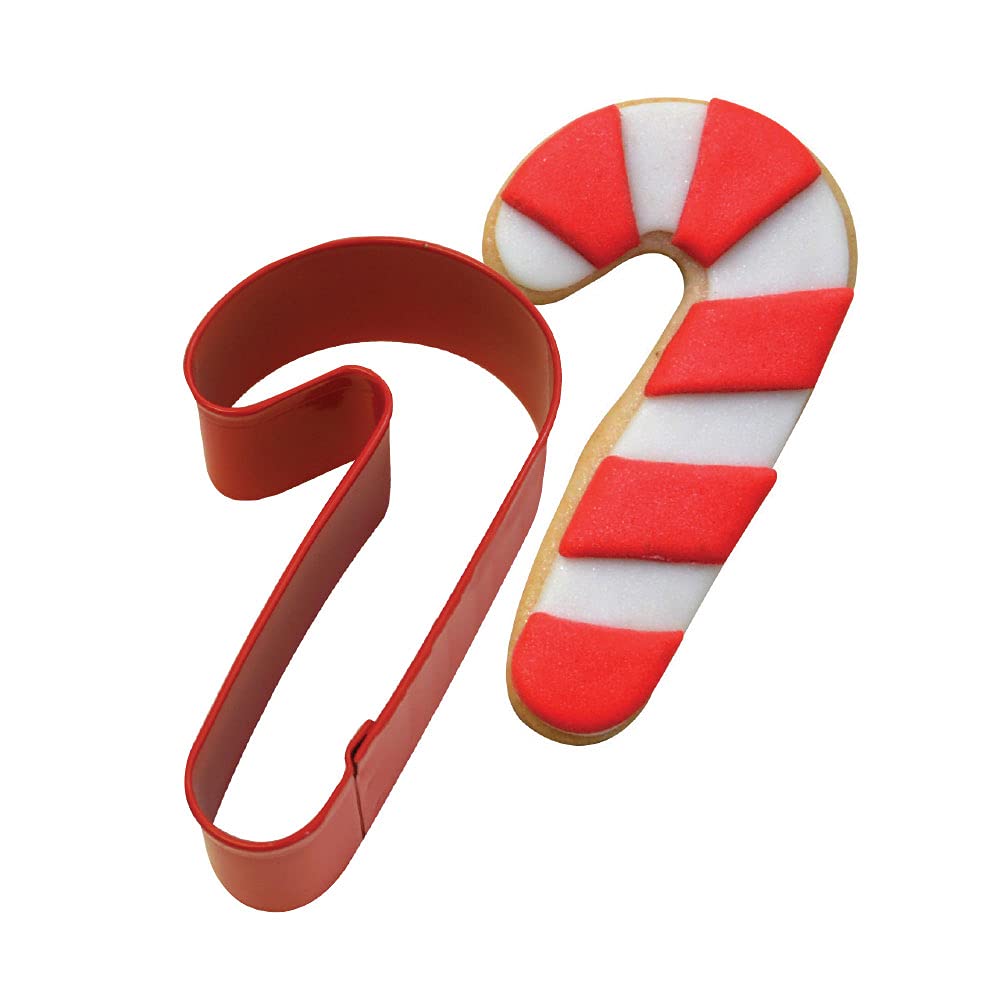 R&M Candy Cane 3.5'' Cookie Cutter Red With Brightly Colored, Durable, Baked-On Polyresin Finish