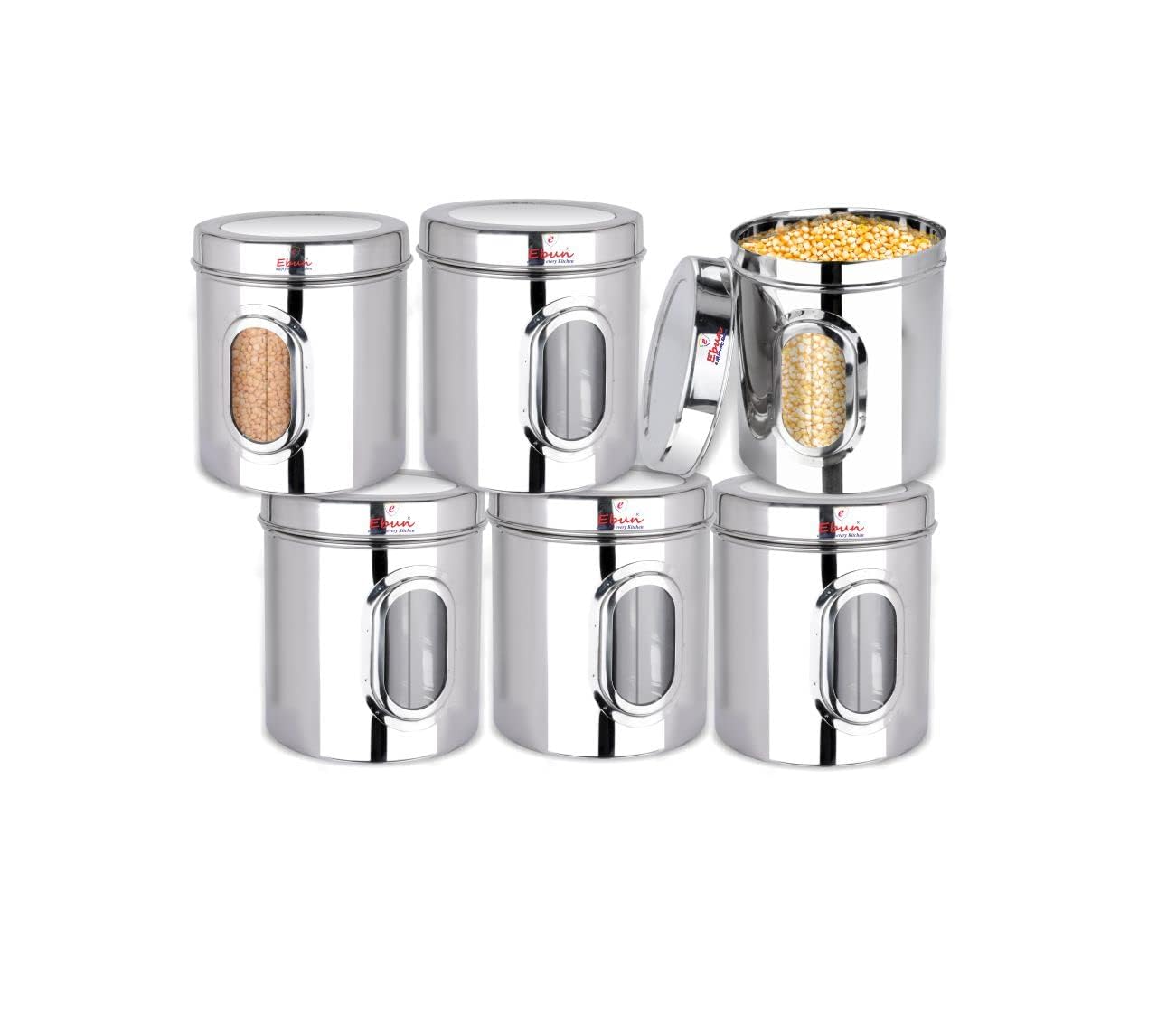 Ebun Stainless Steel See Through Small Containers | Small Containers With Capacity 750 Grams | Pack Of 6 Pcs Combo, Silver