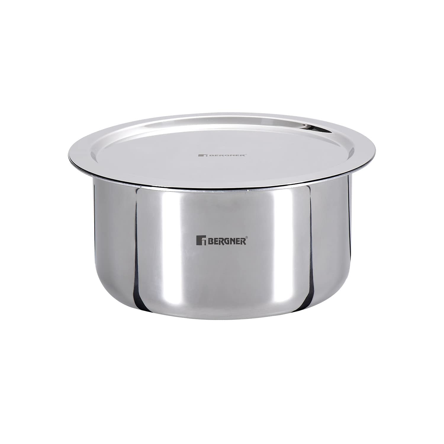 Bergner Tripro Tri-Ply Stainless Steel Tope (Patila) With Stainless Steel Lid 16 Cm, 2.1 Litre, Induction Base, Easy-Use Flared 