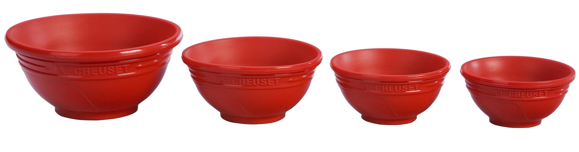 Le Creuset Silicone Prep Bowls, Set Of 4 - 1/4C, 1/3C, 1/2C & 1 Cup, Cerise