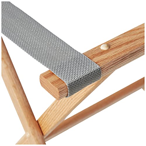 Wooden Mallet Deluxe Straight Leg Luggage Rack  Grey Straps  Light Oak