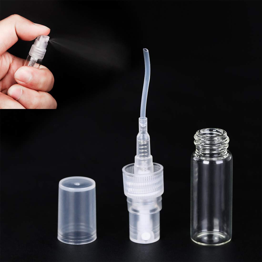30Pcs 3Ml/0.101 Oz Portable Mini Refillable Clear Glass Empty Sprayer Perfume Bottles Cosmetic Atomizers Spray Bottle Container