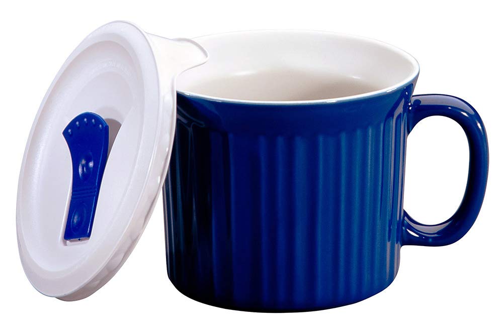 Corningware Meal Mug With Vented Lid For Steam, 20-Oz Stoneware Soup Mug, Bpa-Free Lid, Microwave, Freezer, And Dishwasher Safe,
