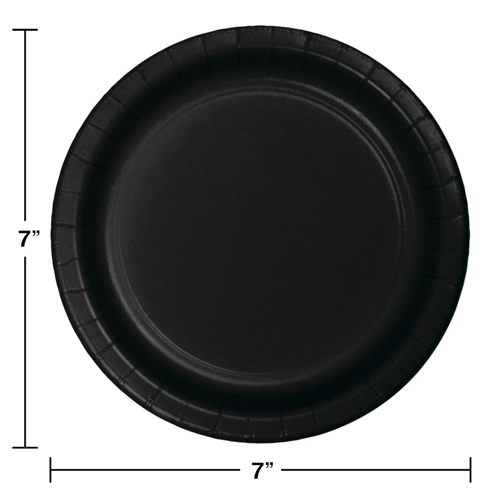 Creative Converting Value Pack Dessert Round Paper Plates, 7'', Black Velvet