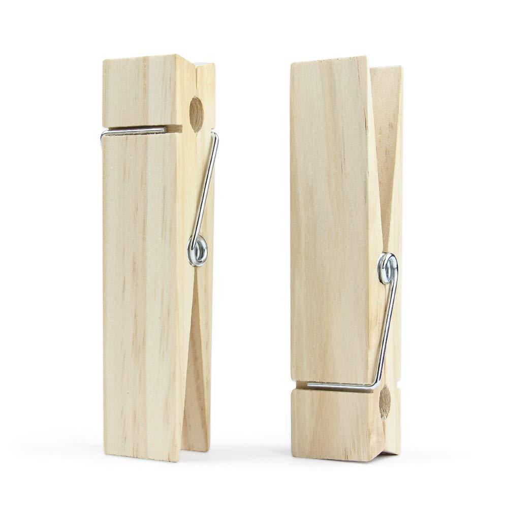 6 Inch, Giant Clothespins, Jumbo Wood Clips For Diy Craft, Bathroom Or Laundry Room Decoration, 2 Pcs