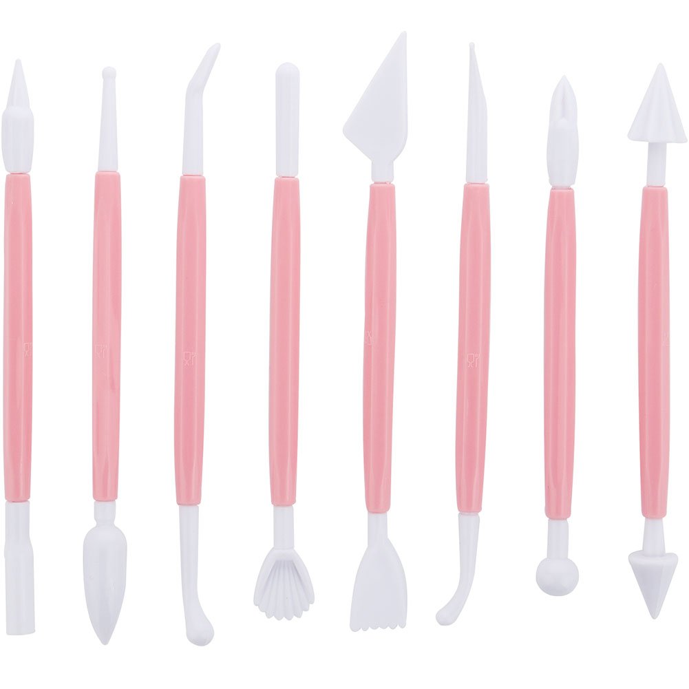 Scivokaval Marshmallow Fondant Cake Decorating Hand Tool 12 Pcs 5 Sets Sugarcraft Gumpaste Icing Smoother Rolling Pin Trimmer Cu