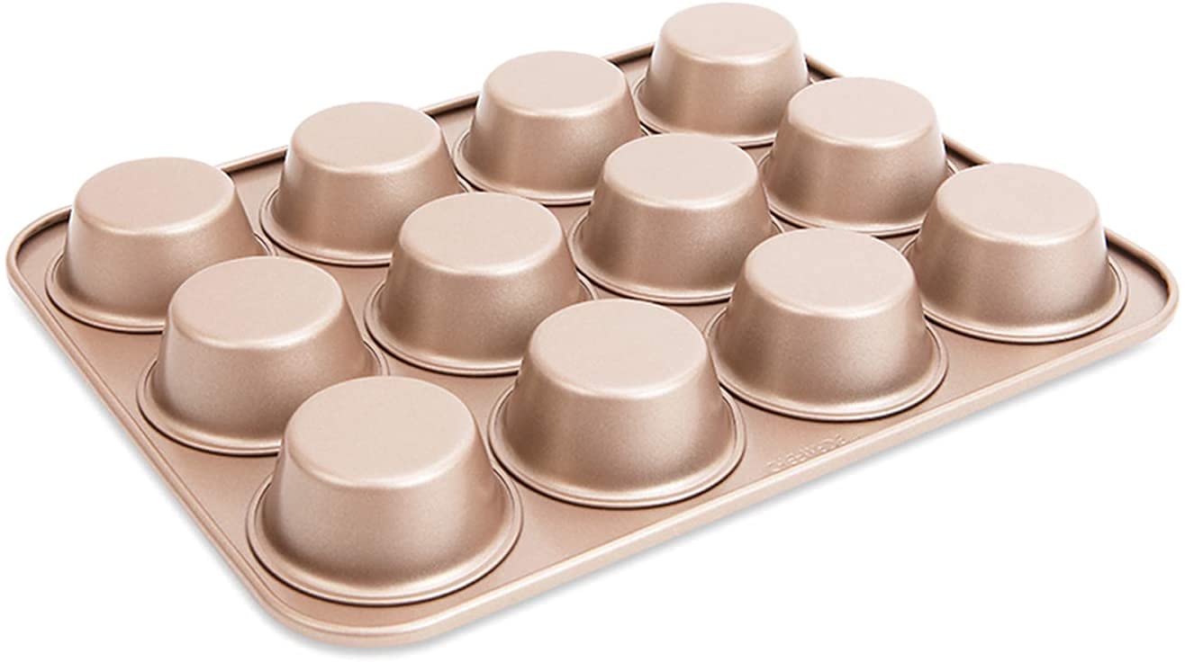 Copper Muffin Pan 12 Cups - Premium Healthy Nonstick Muffin Pan,Even Baking, Dishwasher And Oven Safe