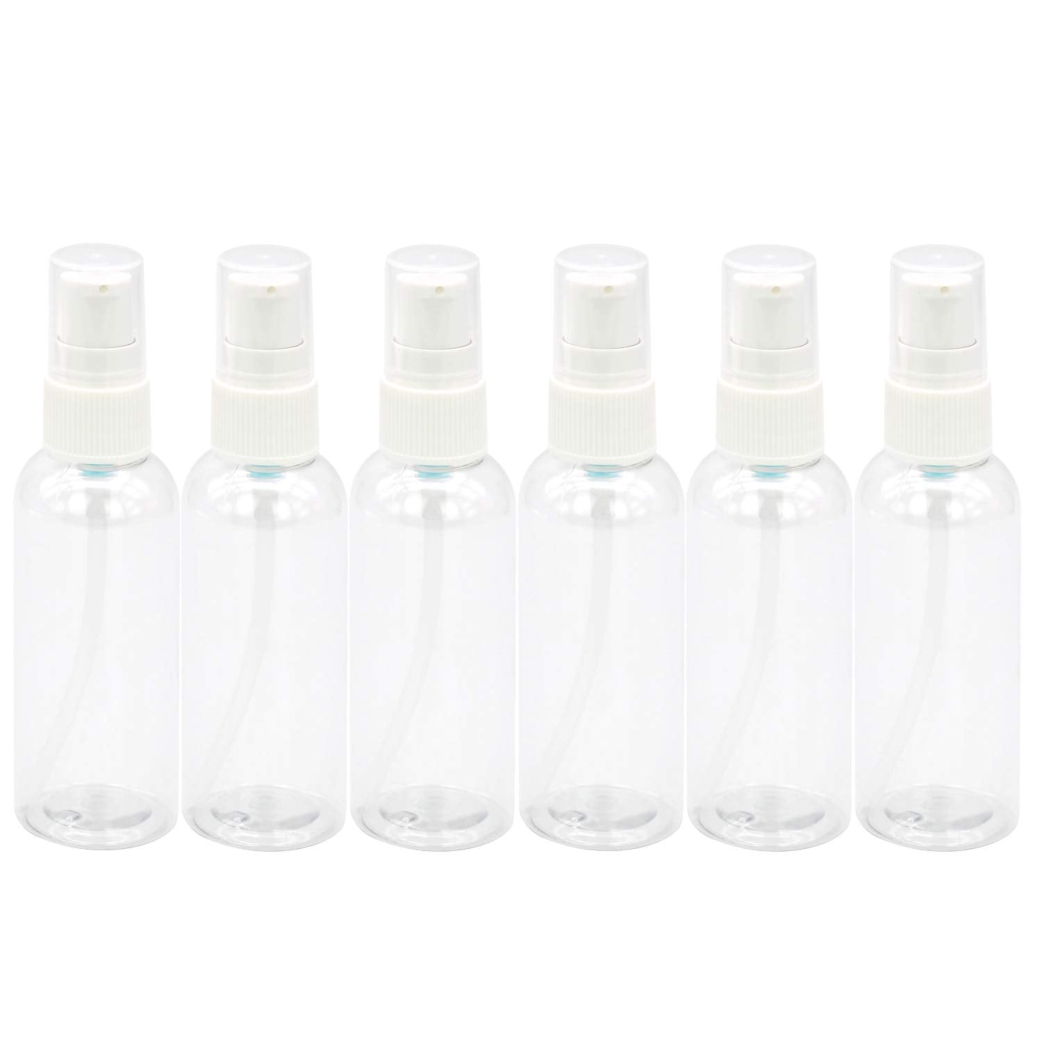 Trendbox 6 Pack Plastic Empty Bottles With Duckbill Pump Cap For Shampoo, Lotions, Liquid Body Soap, Cream (2 Oz / 60 Ml)