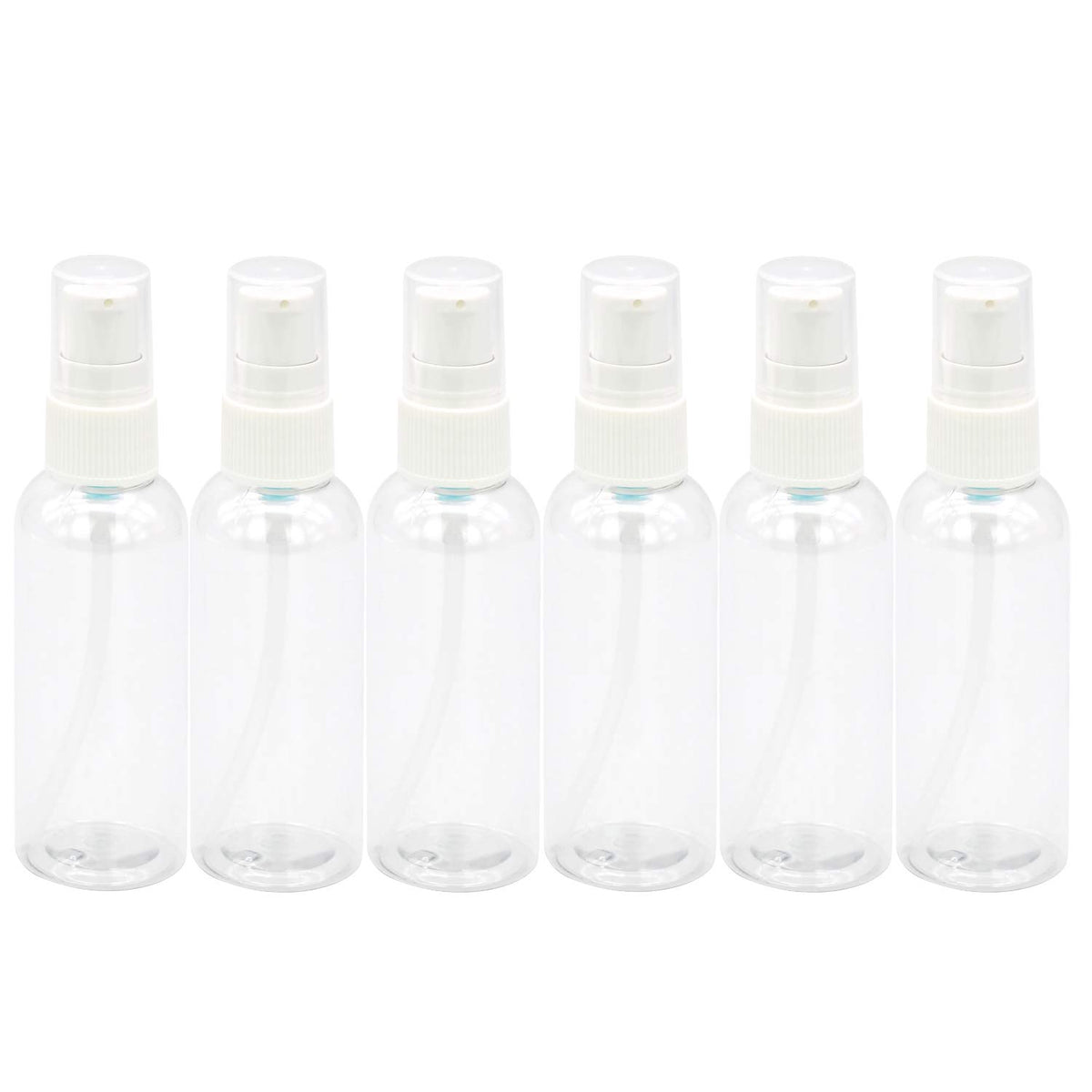 Trendbox 6 Pack Plastic Empty Bottles With Duckbill Pump Cap For Shampoo, Lotions, Liquid Body Soap, Cream (2 Oz / 60 Ml)