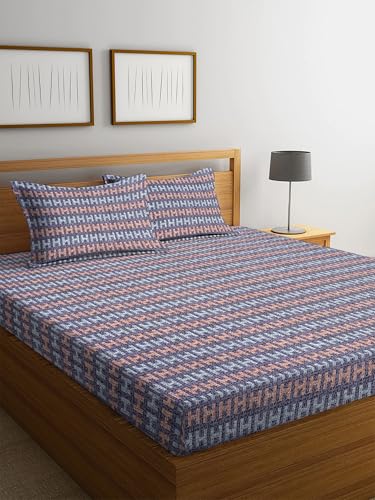 Tarain Collection Cotton 220 Tc Printed Bedsheet For Double Bed With 2 Pillow Covers For Summer Breathable Soft Wrinklefree Soft