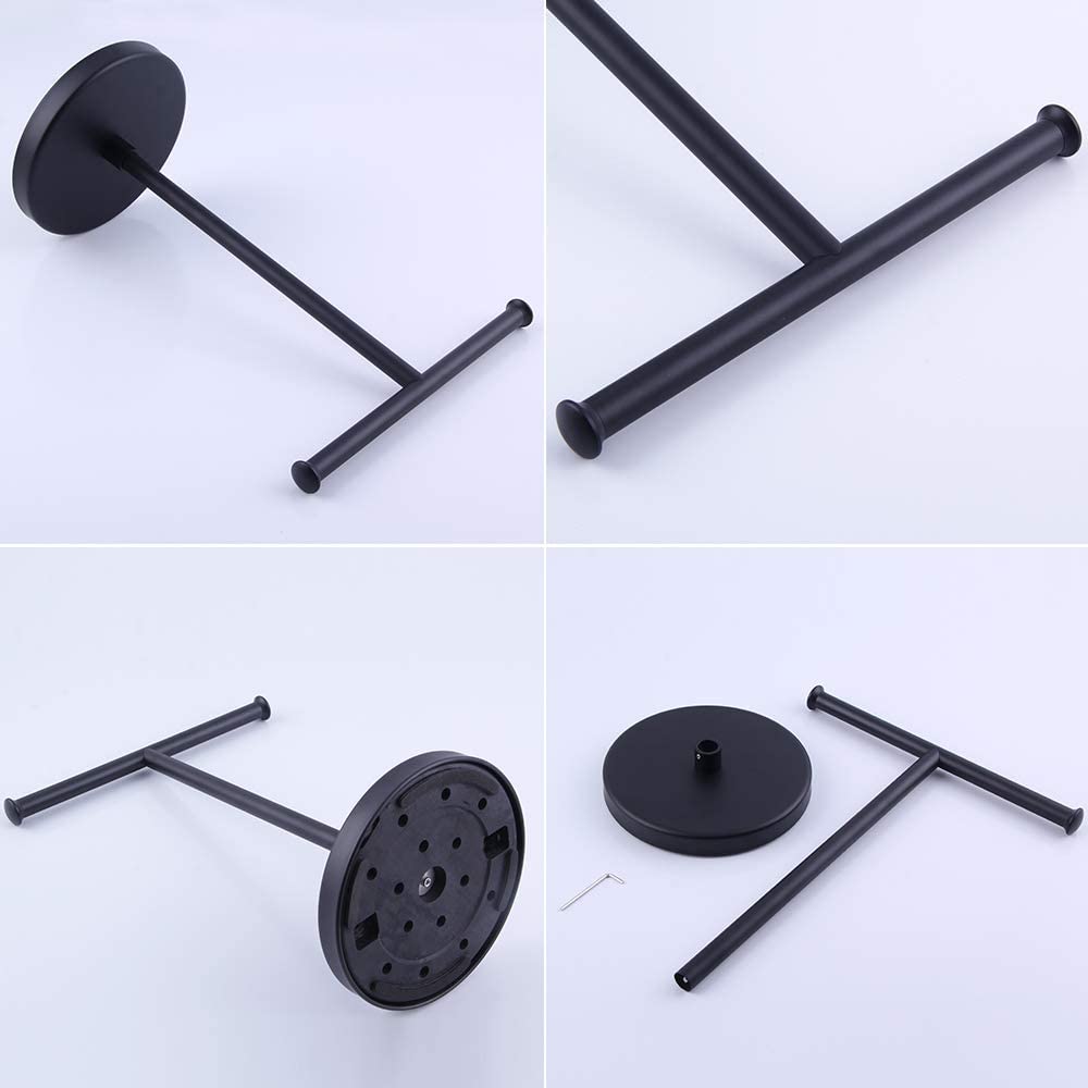Kimzcn Matte Black Modern Hand Towel Stand For Bathroom, Kitchen Or Vanity, Free Standing Countertop Rack