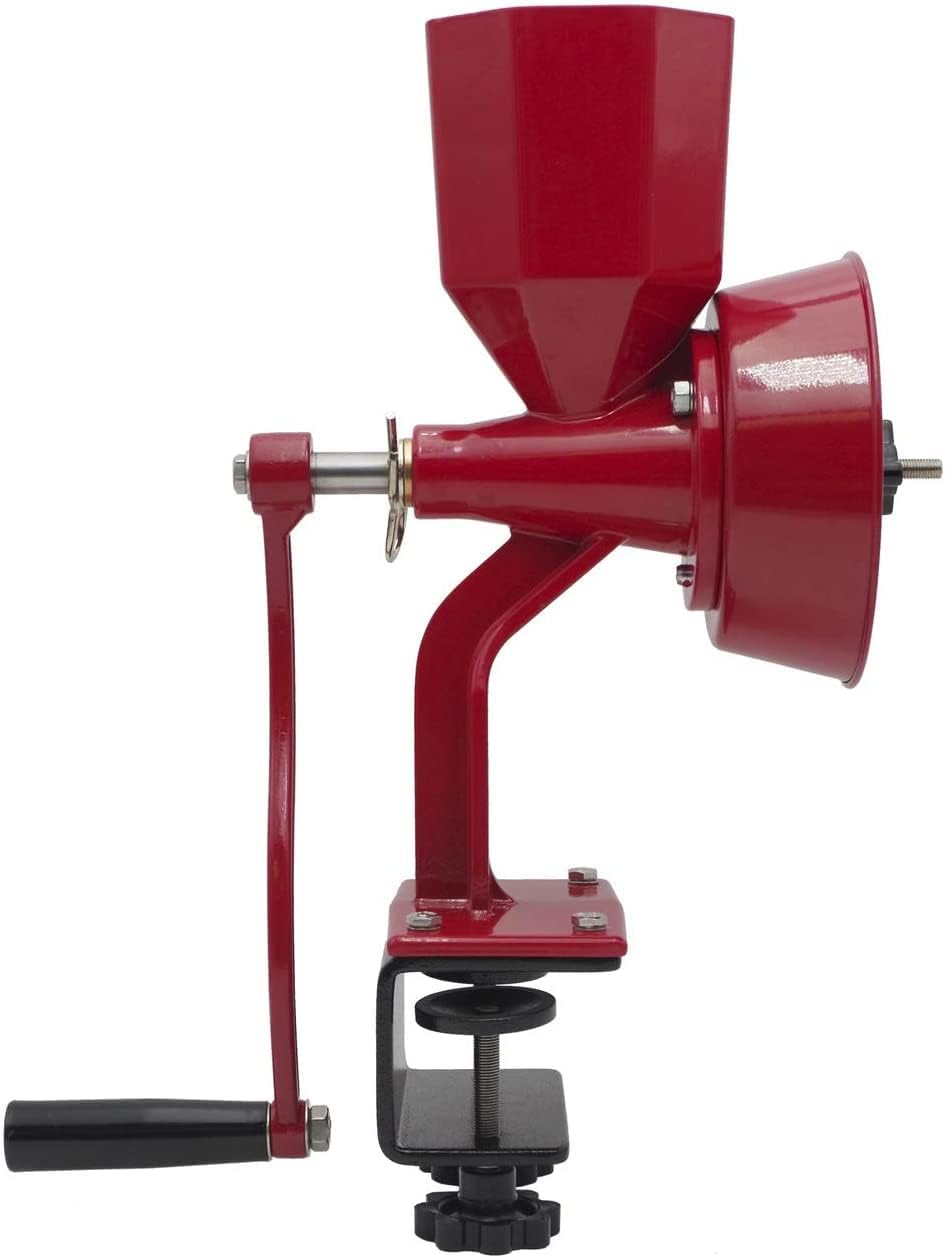 Wondermill Manual Hand Grain Mill Red Wonder Junior Deluxe For Dry And Oily Grains - Kitchen Flour Mill, Grain Mill Hand Crank A