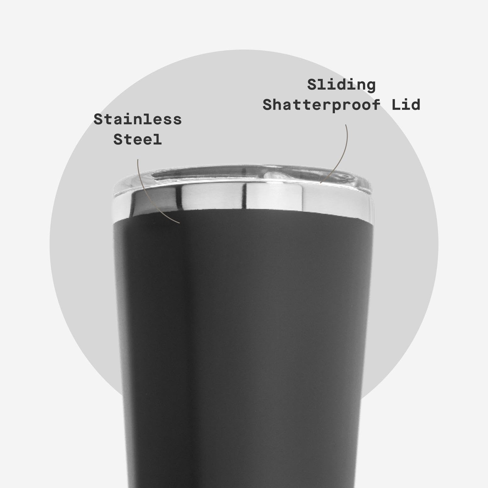 Corkcicle Travel Tumbler 16 oz - Insulated Stainless Steel Water Bottle, Matte Black, Spill Proof for Wine, Coffee, Tea