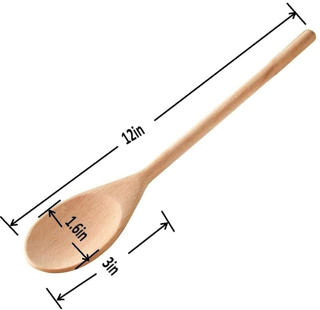 Kitchen Wooden Spoons Mixing Baking Serving Utensils Puppets 12 Inch - Set Of 24 Roundsquare