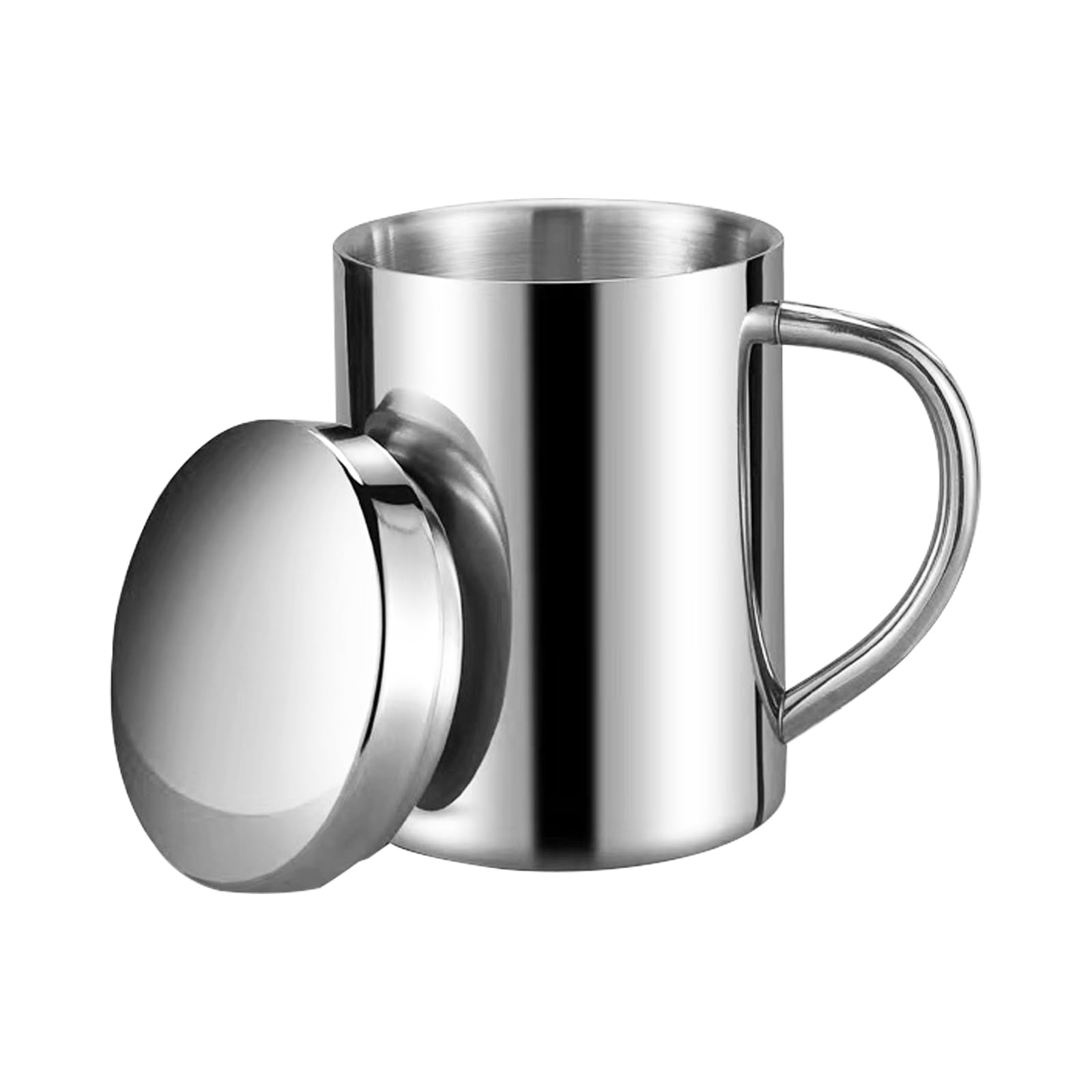 Dashther 13.5 Oz Stainless Steel Double-Walled Metal Mugs - Insulated Coffee & Tea Cup With Lid And Handle For Camping And Every