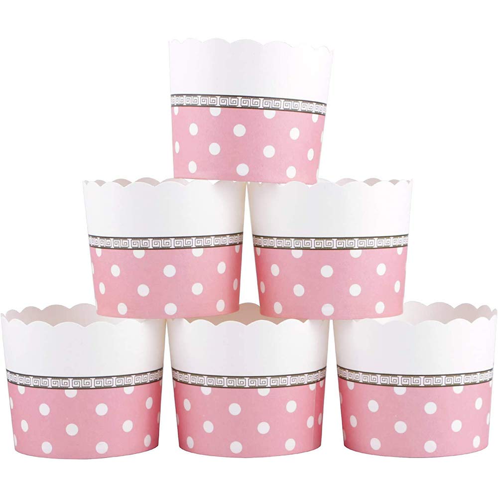 Webake Large Paper Baking Cups, 6Oz Cupcake Muffin Cases Jumbo Cupcake Liners, Set Of 25 Pink Cupcake Liners For Valentine'S Day