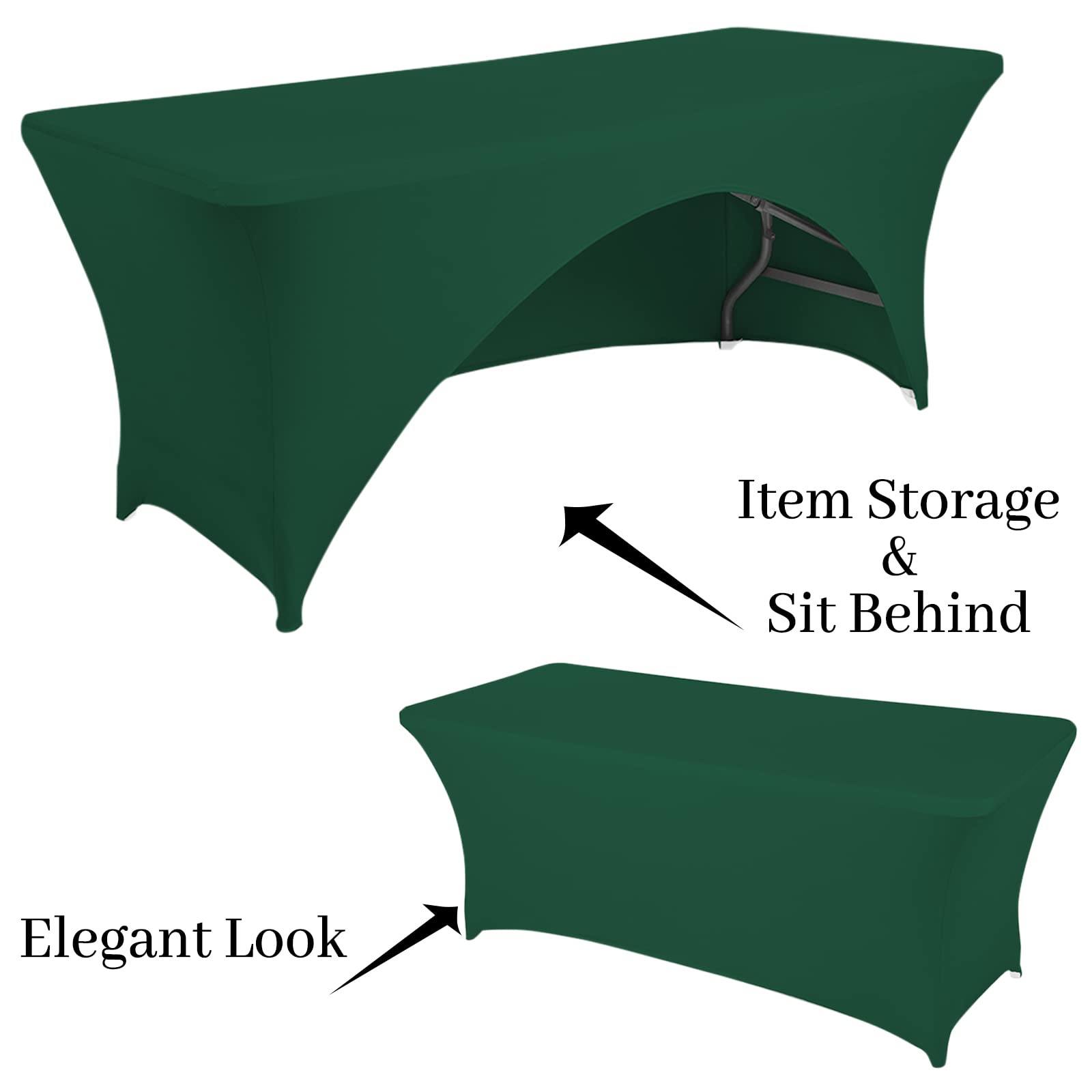 Fhberni Spandex Table Cover 5 Ft. Fitted Polyester Tablecloth Stretch Table Cover Table Topper Open Back - Emerald Green