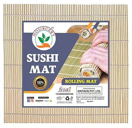 NOURCERY Bamboo Sushi Rolling Mat, 9.5cm X 9.5cm (Bamboo Makisu)