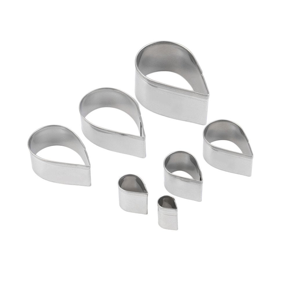 Okubox Bt02 7Pcs/Set Stainless Steel Rose Petal Cake Cookie Cutter Mold Pastry Baking Mould Tear Drop Cutter Set