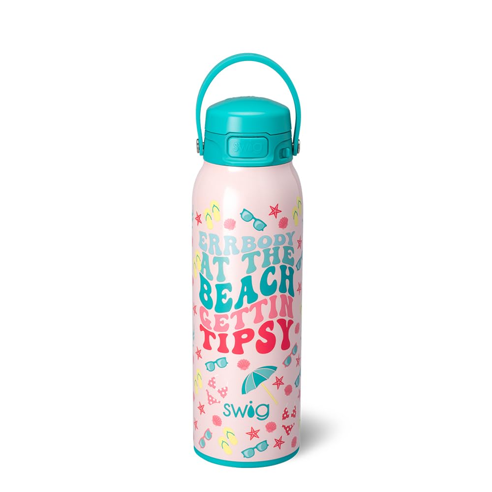 Swig Life 32oz EZ Fill Insulated Water Bottle, Leak Proof Reusable Water Bottle with Lid, Handle & Lock, Leak Proof Stainless St