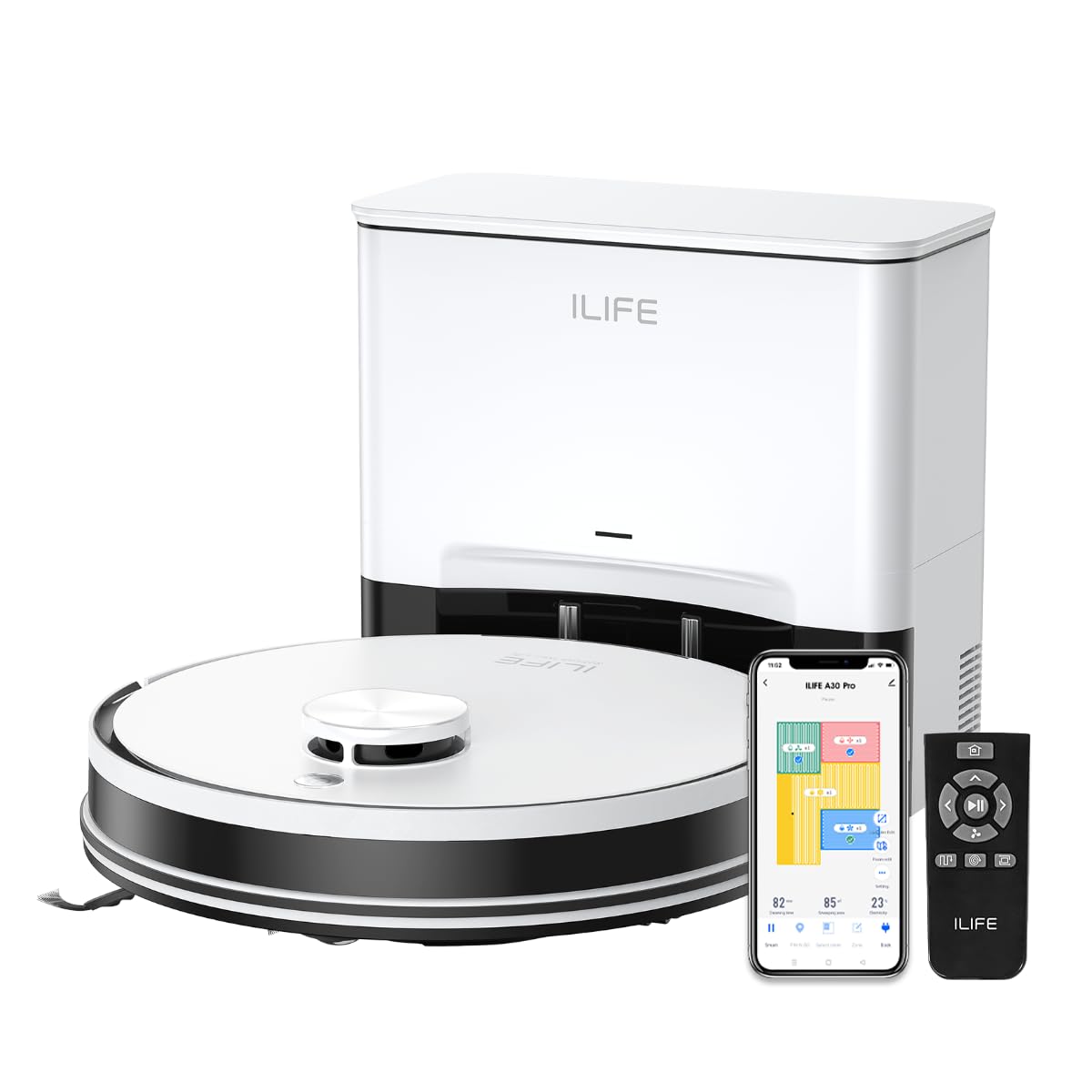 Ilife A30 Pro Robotic Vacuum Cleaner With SelfEmpty Station, 5000Pa Suction, Lidar Navigation, Vacuum And Mop Combo, MultiFloo