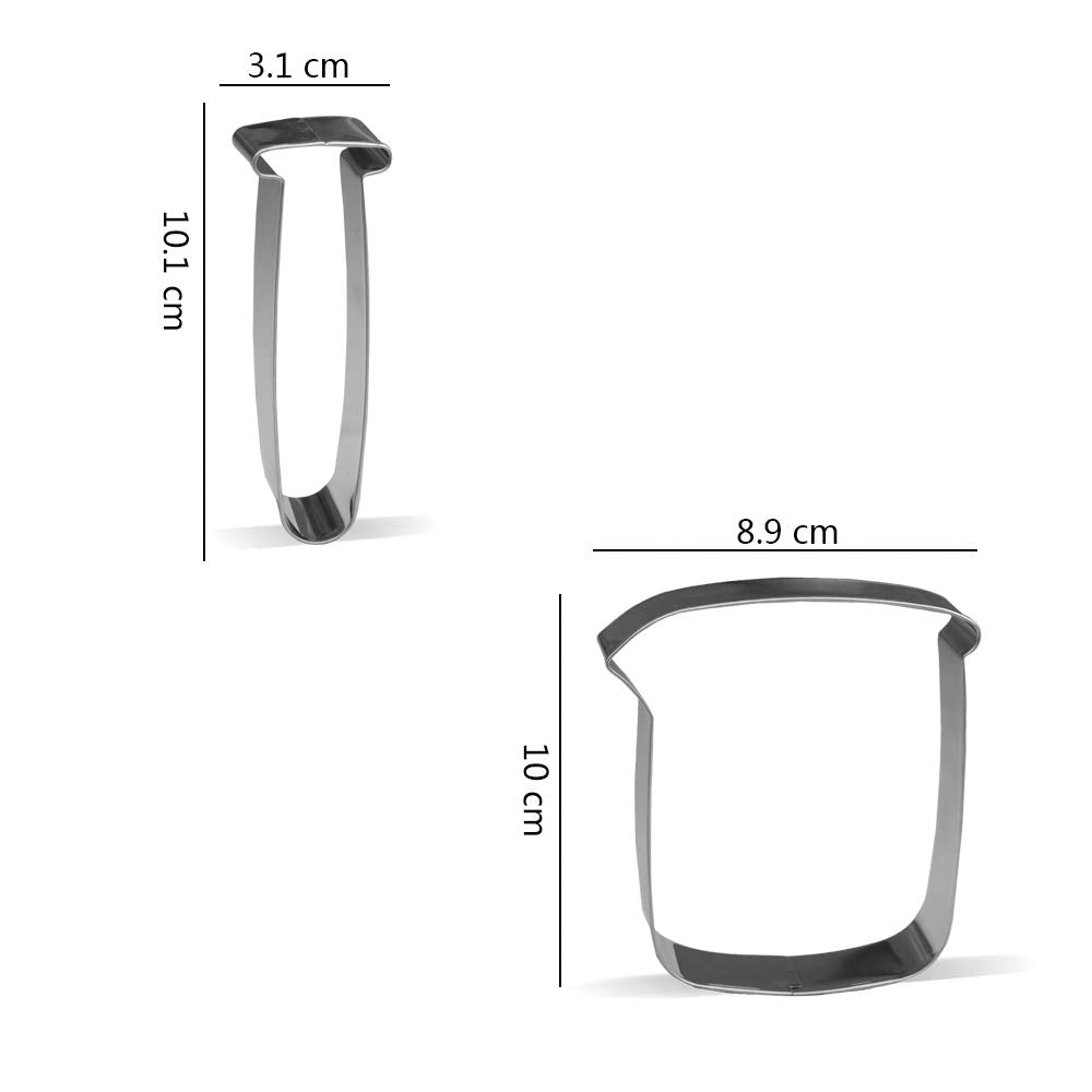 Keewah Science Chemistry Cookie Cutter Set - 8 Pieces - Stainless Steel - 10-11.4 cm - Silver