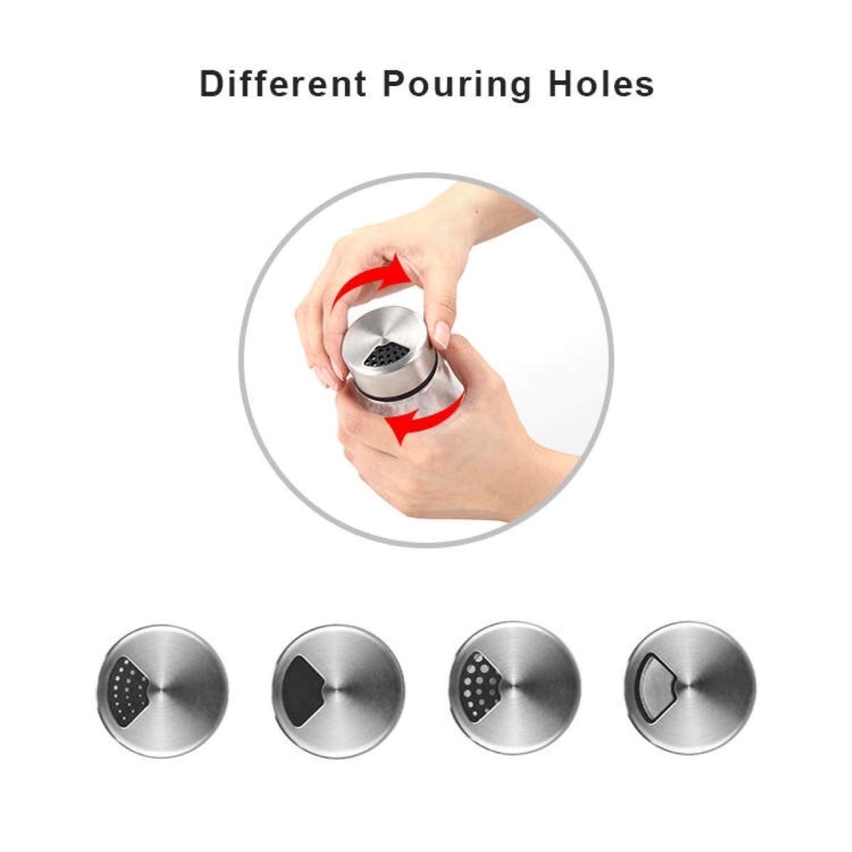 Elegant Salt And Pepper Shakers With Adjustable Pour Holes - Set Of 2 - Premium Stainless Steel And Glass - Perfect Spice Dispen