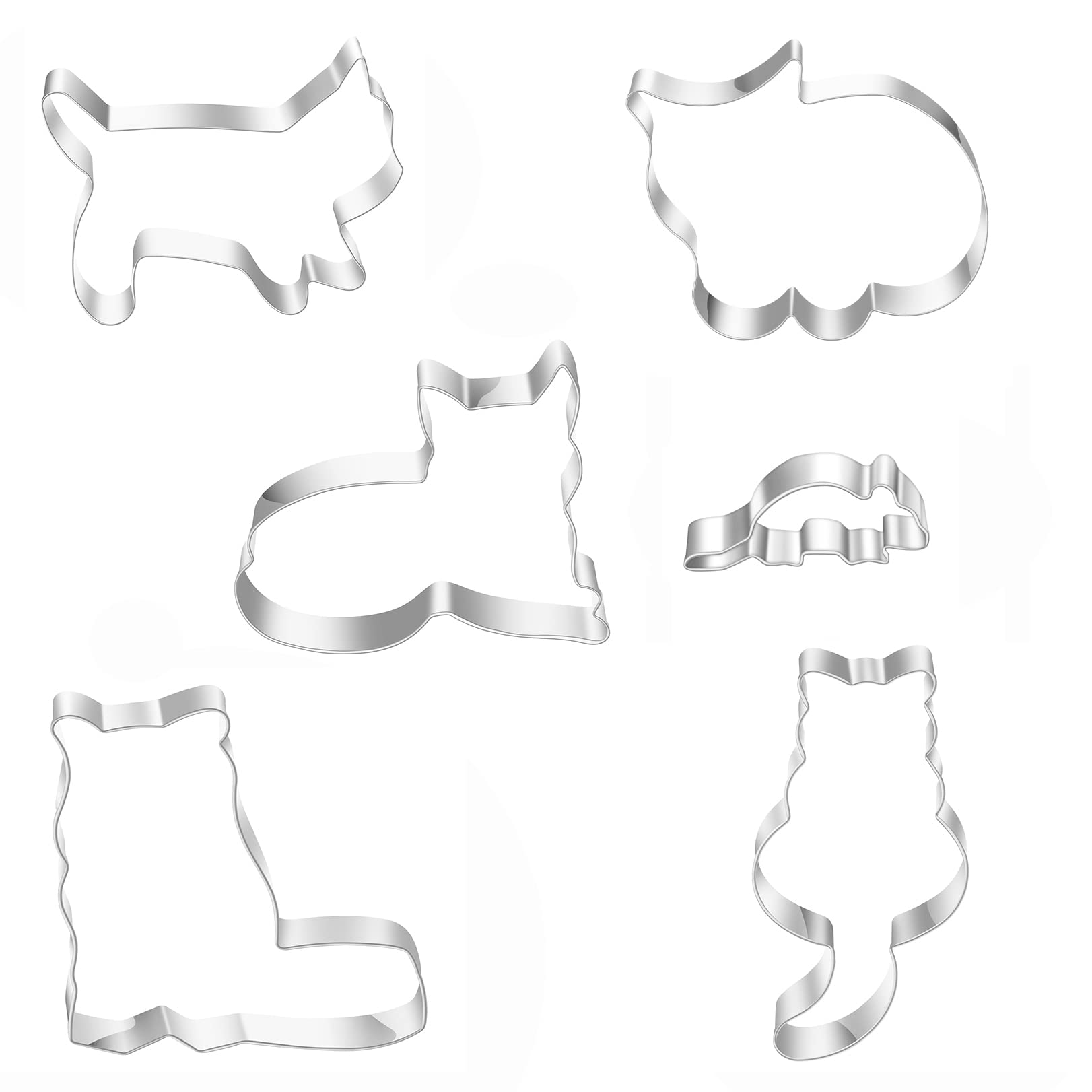 Mrcookie 5Pcs Cat&Mouse Cookie Cutters Set, Stainless Steel Sandwiches Cutter Shapes Biscuit Mold Cookie Cutter For Kids, Sturdy