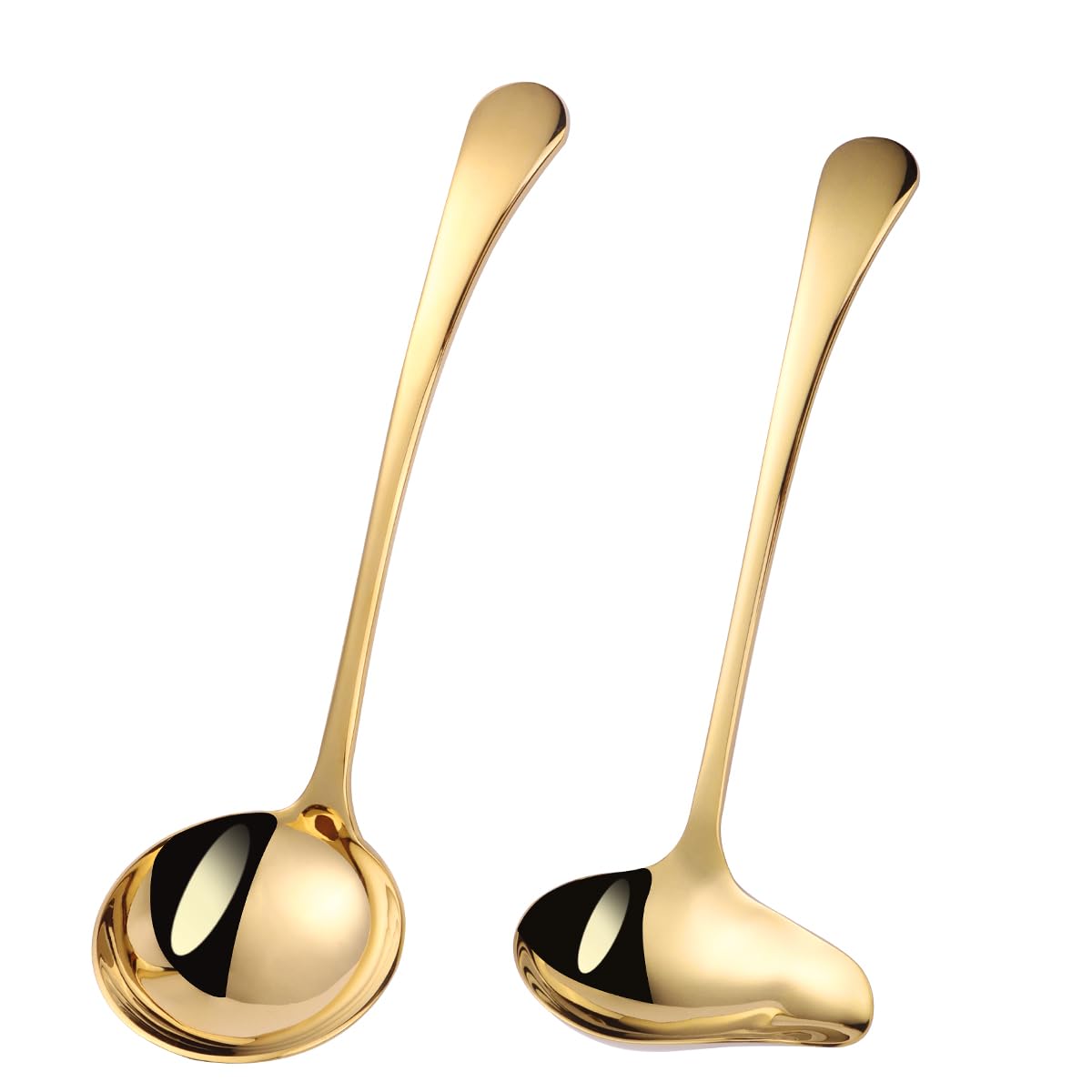 Mafier 1Piece Sauce Ladle and 1Piece Gravy Ladle, 18/10 Stainless Steel, Dishwasher Safe(Gold)