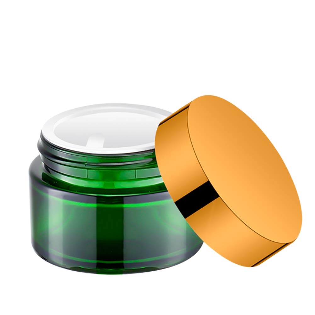 Iron Bill 1 Oz Green Round Glass Jars With Inner Liners And Gold Lids(12Pcs) Empty Cream Containers Refillable Cosmetic Vials Fo