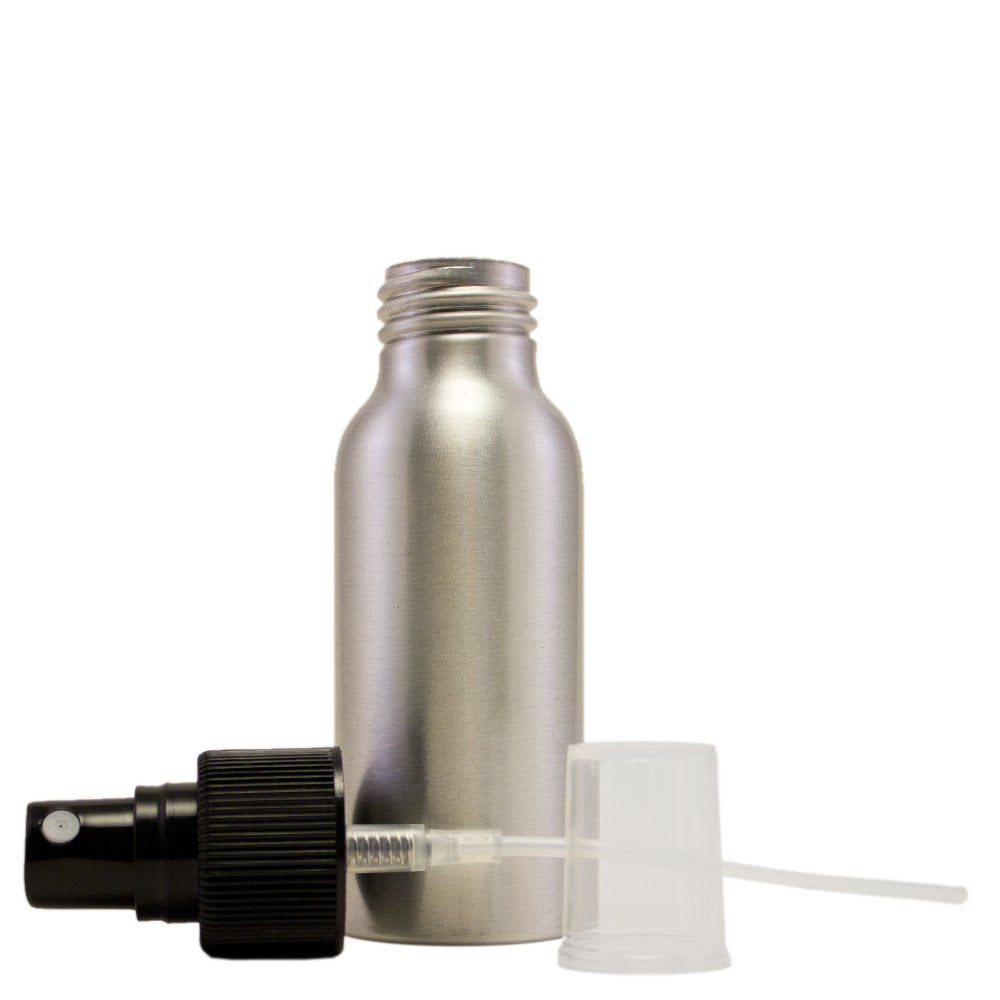 Greenhealth 2 Oz - Aluminum Refillable Travel Spray Bottle W/Black Sprayer (Pack Of 2)