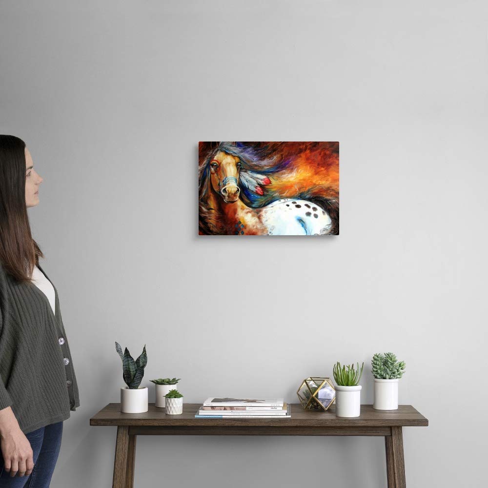 Canvas On Demand Spirit Indian Warrior Pony Canvas Wall Art Print By Marcia Baldwin, Abstract, Contemporary, Home Decor, Horse,